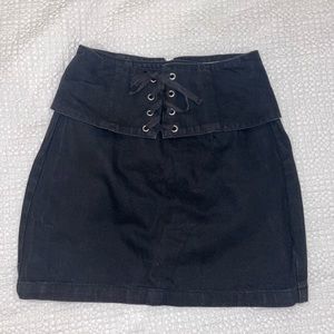 Topshop black denim mini skirt